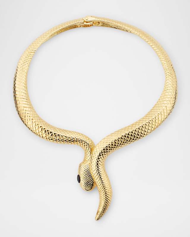 Golden Snake Hinge Collar Necklace